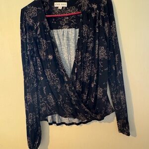 Knox Rose Black Floral Women's Top